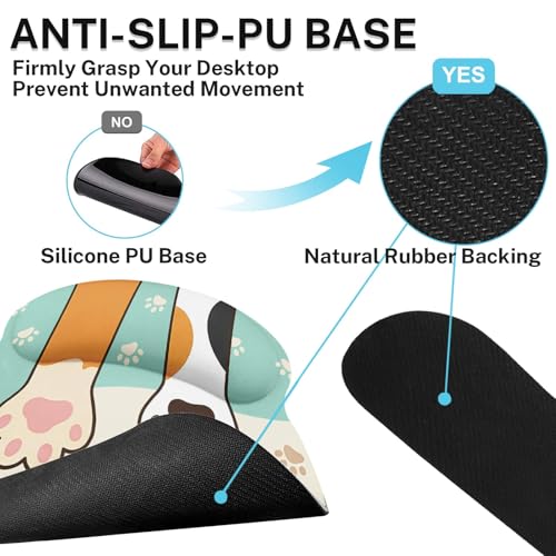 Britimes Kawaii Cat Paws Keyboard Mouse Pad Set Cute Cartoon 4in1 Large Mousepad+Keyboard Wrist Rest+Mouse Wrist Rest+Coaster Ergonomic Design for Home Office Computer 35.4x15.7 inches - color: Cat Paws