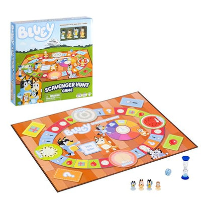 Bluey Scavenger Hunt Board Game, Cooperative Play with 4 Exclusive Mini-Figures, Learning Toys for 5+ Year Old, Fun Toy Token Collecting Game - style: Bluey Scavenger Hunt Game V2