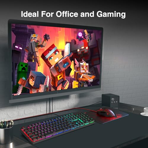 Redragon S107 Gaming Keyboard and Mouse, RGB Gaming Keyboard and 3200 DPI Mouse Combo with Large Mouse Pad, 25-Key Anti-Ghosting, Mechanical Feeling Keyboard, Plug & Play to PC, Laptop - color: Black-NewVison