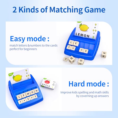 DEGIDEGI Educational Toys for Kids Ages 3-8, Matching Letter Spelling Math Counting Game,Learning Game for Preschool& Kindergarten Kids, Birthday Gifts for 3 4 5 6 7 Year Olds Boys&Girls Navy Blue - color: Navy Blue