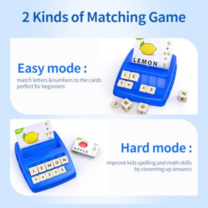 DEGIDEGI Educational Toys for Kids Ages 3-8, Matching Letter Spelling Math Counting Game,Learning Game for Preschool& Kindergarten Kids, Birthday Gifts for 3 4 5 6 7 Year Olds Boys&Girls Navy Blue - color: Navy Blue