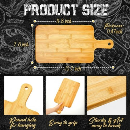 Nuenen 10 Pcs Wood Cutting Board with Handle 15.7 x 7.8 Inch Bamboo Wooden Serving Kitchen Chopping Boards for Pizza, Bread, Cheese, Charcuterie, Fruit, Vegetables(Bamboo) - color: Bamboo, size: 15.7"L x 7.8"W