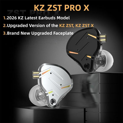 2026 Latest KZ ZST PRO X in Ear Monitor Headphone, 1BA 1DD Hybrid Driver Wired Gaming Earbuds Deep Bass Sound Ear buds HiFi IEM for Gaming Music Video Singer Musician Drummer (without mic, Black Gold) - color: Black Gold, style: without mic