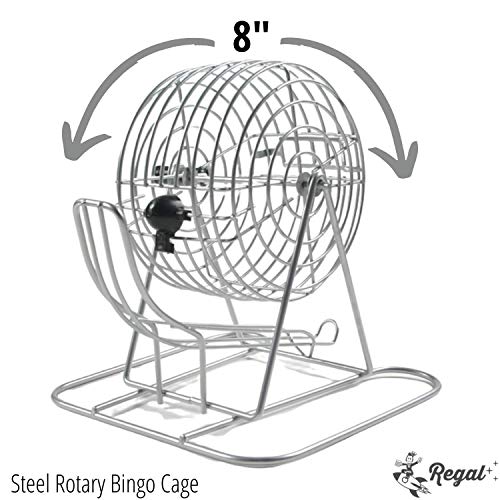 Regal Bingo Family Game Set for Adults and Kids - Includes 8 Inch Bingo Wheel Cage, 75 Balls, Master Board, 4 Shutter Slide Cards - Fun Family Bingo Night - color: Game Set (4 Cards)
