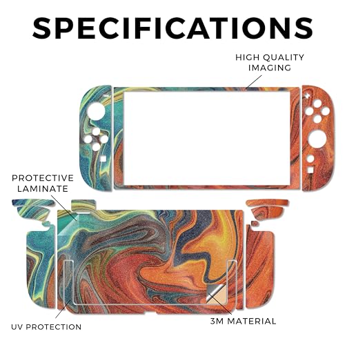 Glossy Glitter Gaming Skin Compatible with Nintendo Switch 2 Console Only - Lava Water - Premium 3M Vinyl Protective Wrap Decal Cover - Easy to Apply | Crafted in The USA by MightySkins - color: Lava Water, size: Switch 2 Console Skin Only, style: Glossy