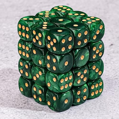 36 of Pack 12MM 6 Sided MINI Dice Set,Pearl Pattern Game Dice Set, 6 Sided Standard Dices for Yahtzee, Bunco or Teaching Math,with Portable Plastic Box(Green Pearl) - color: Green Pearl