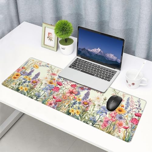 Flower Mouse Pad XL Large Mousepad Non Slip Rubber Base Desk Mat for Laptop Computer Gaming 31.5" X 12" - color: Flower
