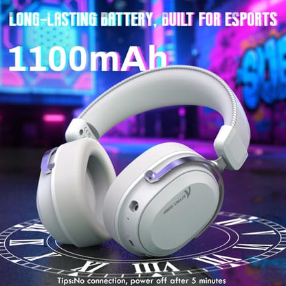 ATTACK SHARK L30Pro Wireless Gaming Headset with 2.4Ghz/BT/Wired, Long Battery Life with Detachable Microphone 7.1 Surround Sound Ultra-Low Latency for PC/PS5/Xbox/Switch/Mobile Silver - color: Sliver