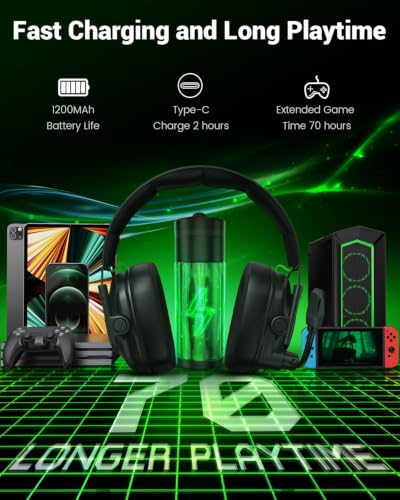 Krysenix 2.4 GHz Wireless Gaming Headset for PC, PS5, PS4, Switch, Mac, Bluetooth 5.4 Gaming Headphones with Noise Canceling Microphone, Cool RGB Lighting, 50Hr Battery, Foldable, 50mm Drivers-Black - color: Black