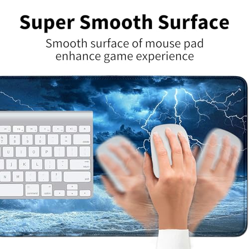 Blue Sky with Lightning for MTG & TCG Playmat Mouse Pad,BFDHGQZC 24" x 14" Game Mat for MTG/RPG/CCG Trading Card Game Playmats Table Mat Perfect for Card Games Video Games Computer Office - color: Blue Sky With Lightning