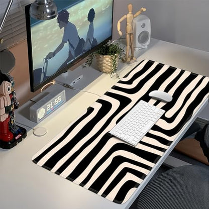 iCasso Gaming Mouse Pad (35.4x15.7 in), Keyboard Mouse Mat for Work, Curve | Large Stable Rubber Base Mousepad with Stitched Edges, Game, Office, Home - color: Curve