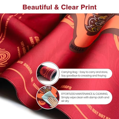 Mahjong Mat (33"x33")- American Mah Jongg Gaming Table Mat with Rules (Red) | Noise Reduction Non-Slip Mahjong Mat for Table with 3 Dice & Carrying Bag, for Mahjong Set/Poker/Card/Dominoes/Board Games - color: Red