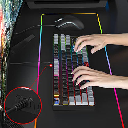 Owpkeenthy 75% Percent Gaming Keyboard Mechanical with Red Switch, 87 Keys Wired RGB TKL Gaming Keyboard Backlit Keys for PC Xbox PS (Dark/ 87 Red Switch) - color: Dark/ 87 Red Switch