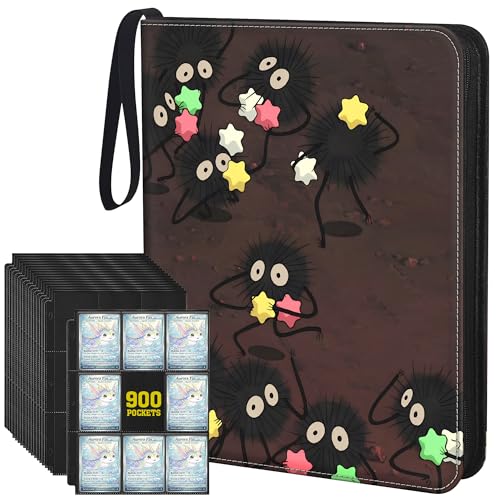 9-Pocket Trading Card Binder & Sports Card Book, 3-Ring Zipper Album Holds 900 Cards with 50 Removable Pages, Fits Standard 2.5" x 3.5" Game & TCG Cards, Water-Resistant PU Cover | 3-Ring Zipper Album, Holds 900 Cards, 50 Removable Pages, Fits 2.5" x 3.5"