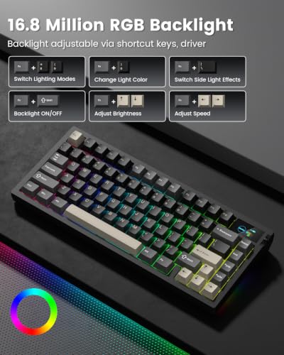 L80 Wireless Gaming Keyboard, 75% Mechanical Keyboard with Smart Display and Knob, Tri-Mode BT/2.4GHz/USB-C, Gasket Mount RGB Backlit, Hot Swappable for PC Mac - color: Black
