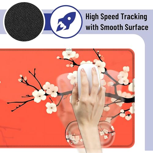 Large Mouse Pad and Keyboard Wrist Rest, Desk Pad for Keyboard and Mouse, 4-in-1 Large Gaming Mouse Pad with Wrist Support, Desk Mat for Home Office Study Game,Beautiful Flowers - color: Beautiful Flowers