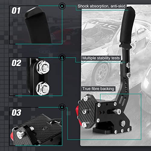 TOCiTAA 64 Bit USB Handbrake, Upgraded PC Sim Racing Games Handbrake for Logitech G25 G27 G29 G920 G923 Thrustmaster T500 T300, with Hall Sensor & 2m Cable, without Clamp, Black