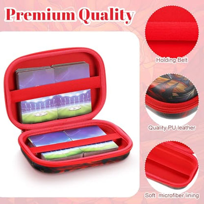 Hard Playing Card Game Case 300+ Trading Playing Card Holder Portable Travel Storage Box for Classic Board Game(Flame)