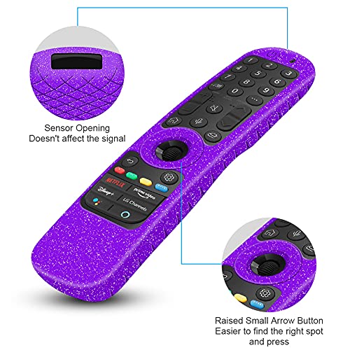 Silicone Case for LG MR21GA MR21GC Remote Control [Shockproof] Anti-Slip Protective Cover for LG MR22GA MR22GN MR23GA MR23GN MR24GN Magic Remote 2021-2024 Case Sleeve Holder Protector Skin (Purple) - color: Purple