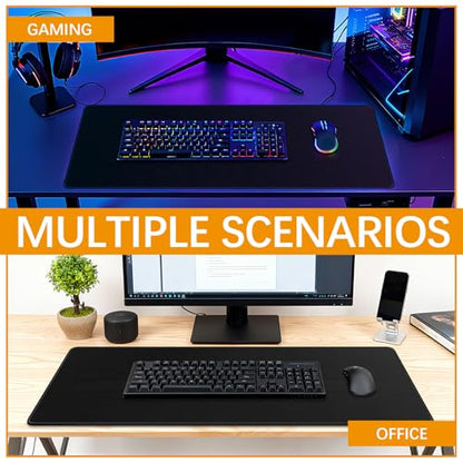 4 Pcs Large Gaming Mouse Pad Black 31.5x11.8 in,Extended Desk Keyboard Pad with Micro Weave Cloth, Edges Stitched Gaming Mouse Pad Pack for Office and Home Use