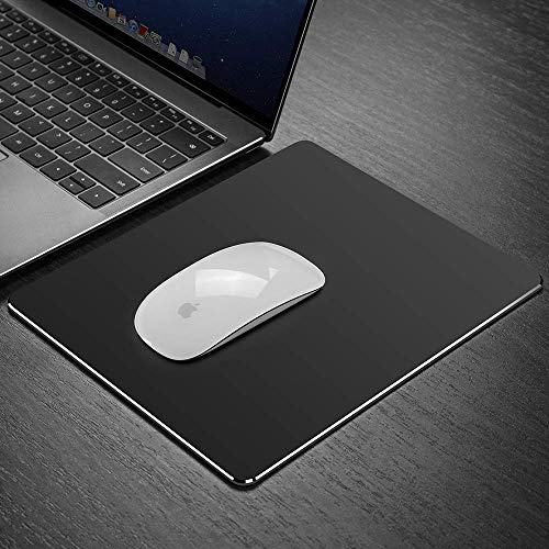 Metal Aluminum Mouse Pad, Office and Gaming Thin Hard Mouse Mat Double Sided Waterproof Fast and Accurate Control Mousepad for Laptop, Computer and PC,9.45 X 7.87 Inch,Black - color: Black, size: 9.45L x 7.87W inches