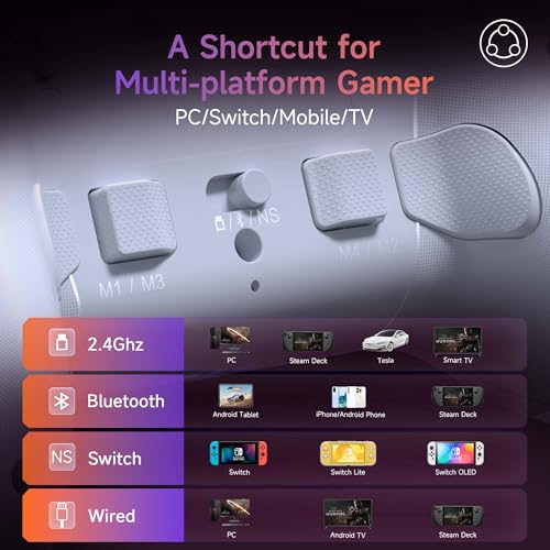 EasySMX X20 Wireless Gaming Controller with RGB Backlit, 2-Stage Hall Effect Stick, 1000Hz Polling Rate, 6-Axis Gyro on Multi-Platform, Mech Buttons- Compatible with PC/Switch/Steam/Android | RGB Backlit, 1000Hz Polling Rate, 6-Axis Gyro on Multi-Platform
