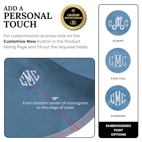 Personalized 54" Round Table Cover – Bridge Table Covers with Soft Ultra-Suede Fabric - Washable Table Cover Protects Cards & Tiles, Reduces Noise - Round Tablecloth for Game Night, Mahjong & Poker - color: Wedgewood Blue Embroidered, size: 54"