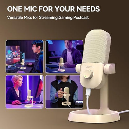 USB Microphone for PC, Plug & Play Cardioid Condenser Mic - color: Beige