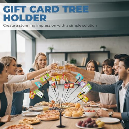 Gift Card Tree Holder to Hold Gift Cards, Lottery Tickets, Photos, Money | Lottery Ticket Holders with 12 Flexible Clips, Great for Birthday, Party, Wedding, Christmas, Metal Stand with Black Finish - color: With Clips Gift Card Tree