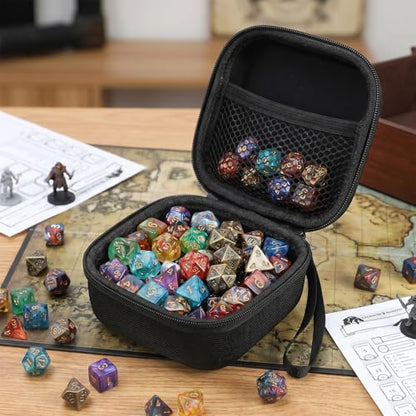Dice Storage Case, EVA Dice Bag with Zipper, Portable Dice Holder Box for Dice Tray Dice Organizer Dice Container for Tabletop Games-Black