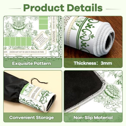 party greeting Chinoiserie Mahjong Mat with Black Carrying Bag 31.5 x 31.5 Inches Multi Purpose Game Table Cover Anti Slip and Noise Reduction for Mahjong Poker Board Card Dominoes Games(Green) - color: Green