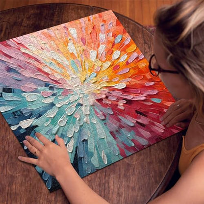 Impossible Puzzles 1000 Piece, Colorful Hard Difficult Puzzle for Adults, Gradient Rainbow Challenging Jigsaw Art Painting - style: Color Explosion