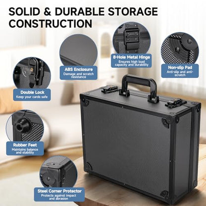 Trading Card Storage Box for 3" X 4" 35pt Toploaders 600+, Sturdy Secure Large Capacity Hard Case with 6 Foam Stoppers, Fits Toploader Magnetic Holders MTG Baseball Sports Card Storage Box Case