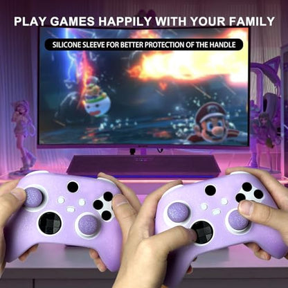 Purple Glitter Anti-Slip Protective Silicone Cover Skin Grips for Xbox Series X/S Controller,8 PCS Glitter Thumb Grips Caps and 2 Grips Caps. - color: Glitter Purple