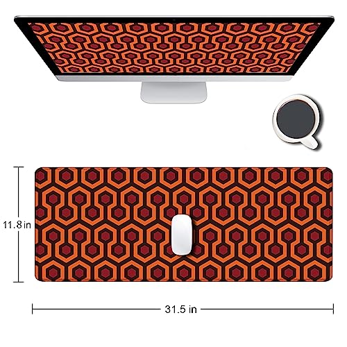 Gaming Mouse Pad, XXL Extended Computer Keyboard Long Mouse Mat, Large Desk Pad for Office Laptop, Non-Slip Rubber Base with Stitched Edge Mousepad, 31.5X11.8 inch Overlook Hotel Pattern - color: 12 Overlook Hotel Pattern