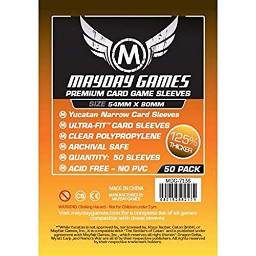 Mayday Games Yucatan Narrow Card Sleeves (54x80mm) - 50 Premium