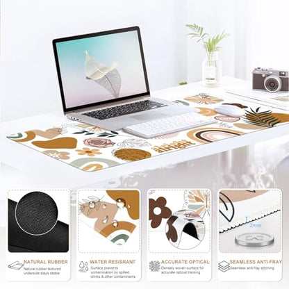 iCasso Desk Mat, Gaming Mouse Pad Wrist Support Set,4in1 XXL Large Mousepad + Keyboard Wrist Rest+Mouse Wrist Rest+Coaster Set with Ergonomic Design for Home Office Table Computer-Sticker - color: Sticker