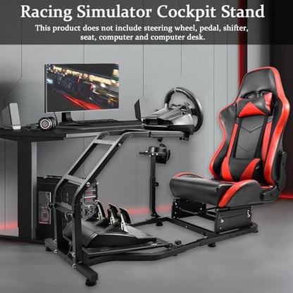 Marada Racing Simulator Cockpit with Adjustable Leather Gaming Race Seat Fit for Logitech G25 G27 G29 G923, for Thrustmaster T248 T300RS TX F458 T128,Steering Driving Car Stand No Wheel Pedal Shifter