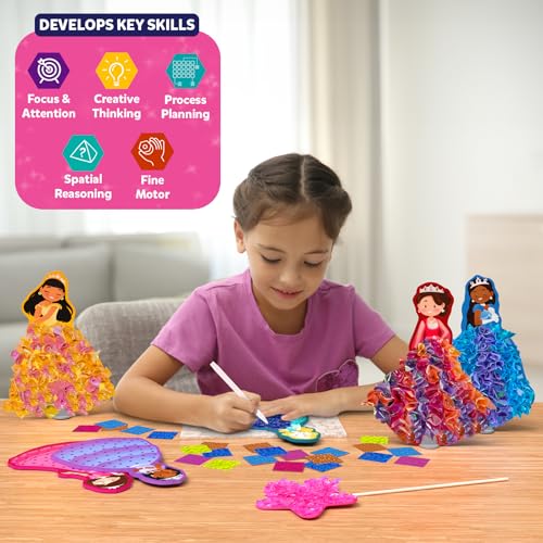 Skillmatics Poke-in Art – Magical Princesses, DIY Wood Craft Kits | Mess-Free Creative Fun for Kids, Colorful Craft Activity, Gifts for Girls & Boys Ages 4, 5, 6, 7, 8, 9 - style: 1. Magical Princesses