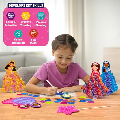 Skillmatics Poke-in Art – Magical Princesses, DIY Wood Craft Kits | Mess-Free Creative Fun for Kids, Colorful Craft Activity, Gifts for Girls & Boys Ages 4, 5, 6, 7, 8, 9 - style: 1. Magical Princesses
