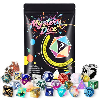 Coyeekn Mystery Dice Set, DND Dice Set of 7 Polyhedral Dice | 1 in 10 Chance to Get Legendary Dice, with Extra Loot, Suitable for Dice Goblin D&D Gift - color: 1 Mystery Bag