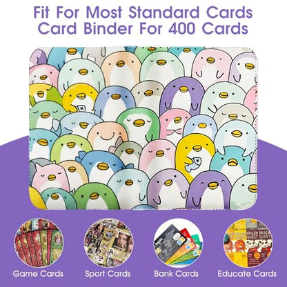 4-Pocket Card Binder with 50 Removable Pages, Holds 400 Cards | Fits trading, sports, gaming and collectible cards. Great for boys and girls to organize and protect collections(Penguin) - color: Penguin