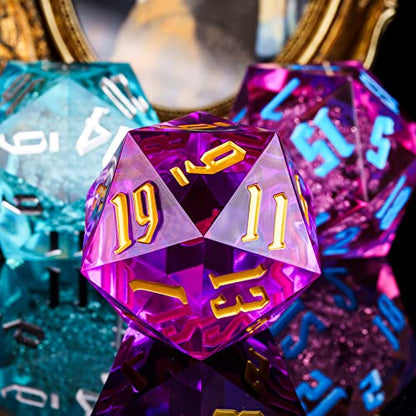 D20 Single Dice 55mm, 20 Sided DND Dice, Giant D20 D&D Polyhedral Dice Large D20 for RPG Table Games (Transparent Peach/Golden Numbers) - color: Transparent Peach/Golden Numbers