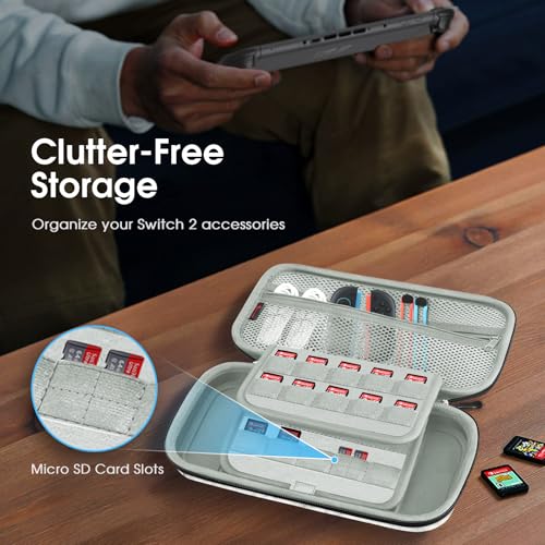 FINTIE Carrying Case for Nintendo Switch 2 (2025), Shockproof Hard Shell Switch 2 Case, Protective Cover Travel Bag with 19 Game Card & 2 Micro SD Card Slots & Inner Pocket (marble) - color: marble