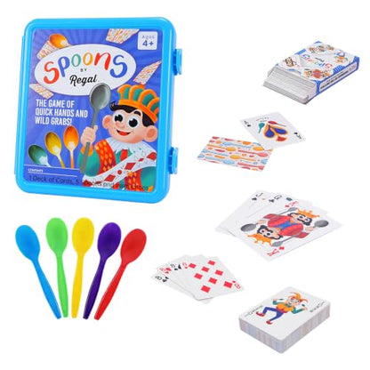 Regal Games Spoons Card Games for Kids - Spoons Game, Deck of Cards, Fun Family Games for Kids and Adults, Playing Cards, Game Night, Travel Games, 3-5 Multi-Player Card Game, Games for Adults