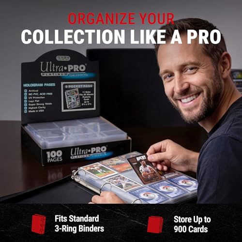 Ultra Pro Trading Card Sleeves – 9 Pocket Card Sleeves for Binder – Platinum Series Pages for Cards & Memorabilia – Archival Safe, UV Protection & 3-Ring Binder Compatible – 100 Pages, Made in USA