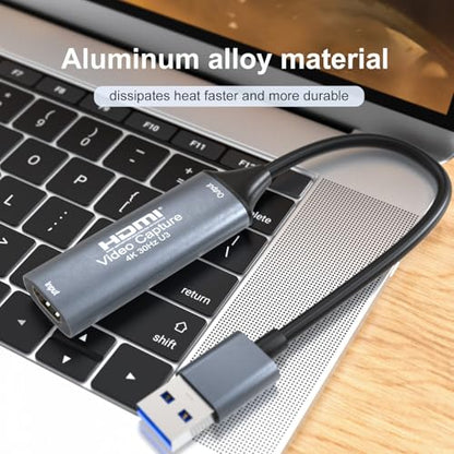 4K 30FPS HDMI Video Capture Card,Video Recording Card HDMI USB 3.0 for Gaming Live Streaming TV Recorder, for Windows Android Mac OS System VLC,OBS,Amcap,PS5,Switch,Xbox