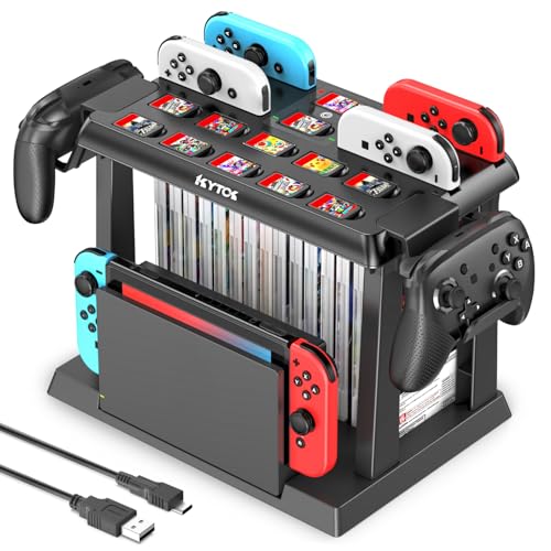 Switch Organizer Station with Controller Charger, Charging Dock for Nintendo Switch & OLED Joycons, Storage for Games, TV Dock, Pro Controller, Accessory Kits - color: Black, size: S-Black-Switch 1