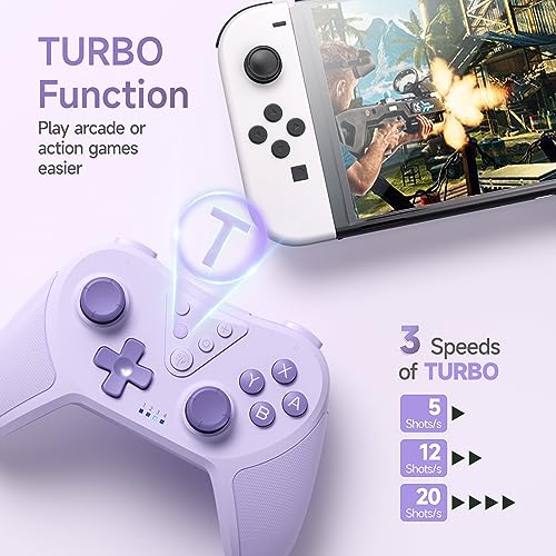 EasySMX Wireless Bluetooth Game Controller Compatible with Switch, Wake-up Support, 6-Axis Gyroscope, Turbo Mode & Adjustable Vibration - color: Purple