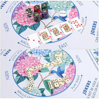 TIASUSAN American Mahjong Learning Mat (33” x 33”) with Black Carrying Bag, Anti-Slip, Noise-Reducing Mahjong Mat for Table - color: Colourful